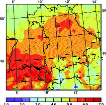 Climate change: Water is becoming increasingly important for golf courses Change in mean air temperature in summer (June-August)